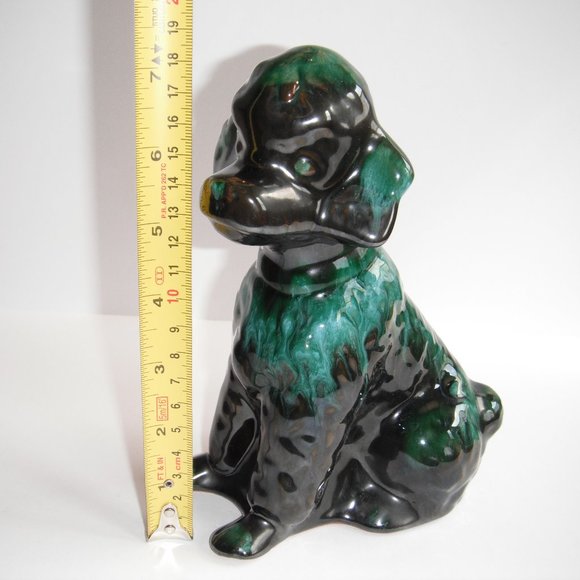 Vintage Blue Mountain Pottery Ceramic Dog Figurine Statue Sculpture Green/Black - Picture 2 of 8
